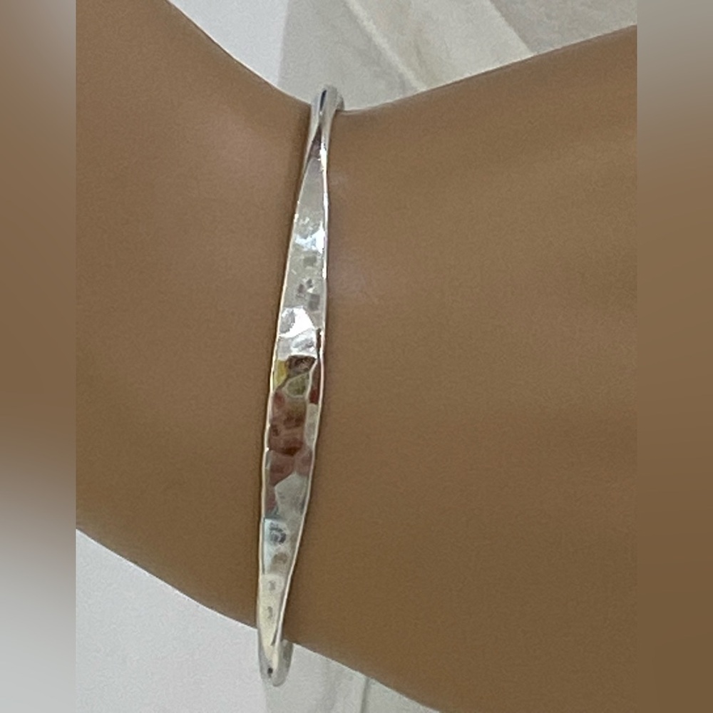 Pretty Thin Hammered Sterling Silver Bracelet